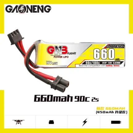 GAONENG GNB LiHV 2S 7.6V 660mAh 90C XT30 LiPo Battery Long Type BANNER