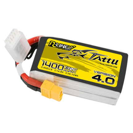 Tattu 1400mAh 4S 130C 14.8V R-Line Version 4.0 Lipo Battery Pack with XT60 Plug PERSPECTIVE 2