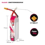 GAONENG GNB LiHV 4S 15.2V 720mAh 100C XT30 LiPo Battery Long Type DIMENSION AND CONNECTOR