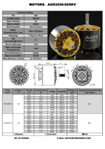 AOS Supernova 3220 925KV motor specifications
