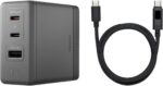 DJI Power 140W GaN Charger Combo with OLED USB-C cable on white background